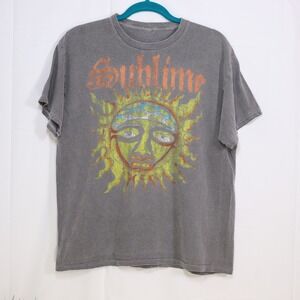 Sublime Graphic T-Shirt Mens L Gray Excellent Sun Logo Band Tee 21x27